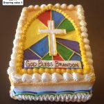 custom religious decorated cake stained glass cross